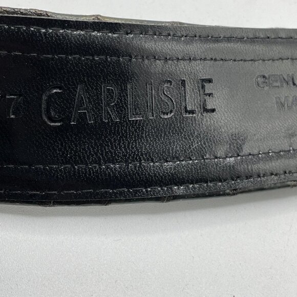 Carlisle Vintage Mock Crocodile Brown Leather Covered Buckle Wide Waist Belt LG - Picture 8 of 9